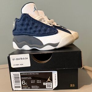 Jordan 13 Retro TDI White and Blue Sneakers